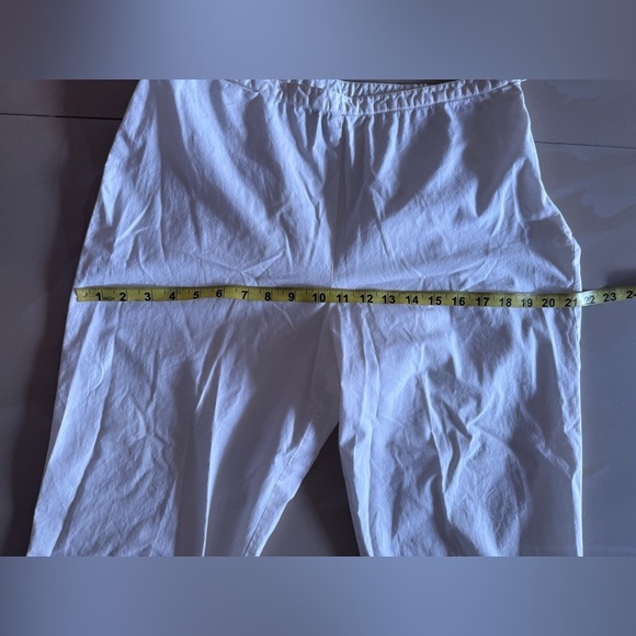 EILEEN FISHER Pants Cotton Stretch Twill Wide Cropped Side Zip White Size M - Picture 7 of 16